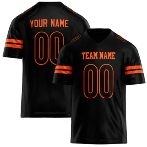 Men Black & Orange Football Jersey – Custom Name & Number Team Uniform