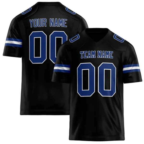 Men Black & Royal Blue Football Jersey – Custom Name & Number Team Uniform