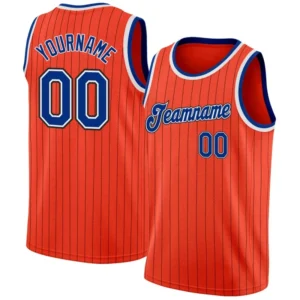 Men Stripes Orange & Blue Basketball Jersey - Custom Name & Number