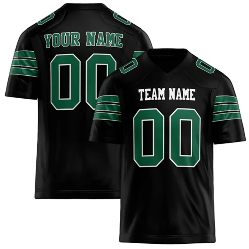 Men Black & Green Football Jersey – Custom Name & Number Team Uniform - Image 1
