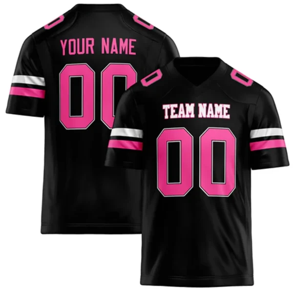 Men Black & Pink Football Jersey – Custom Name & Number Team Uniform