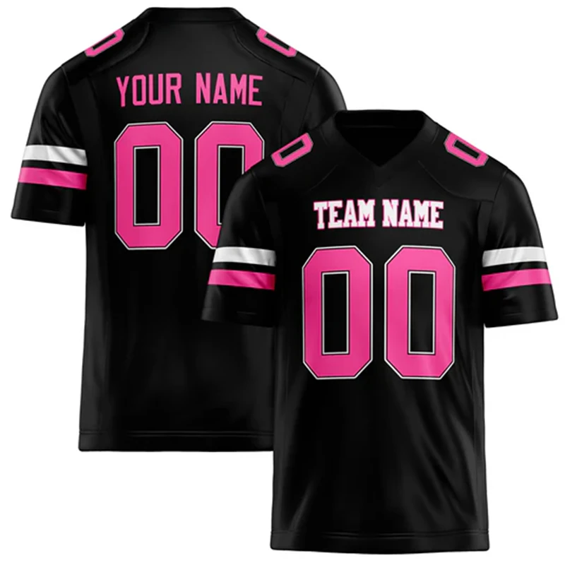 Men Black & Pink Football Jersey – Custom Name & Number Team Uniform - Image 1